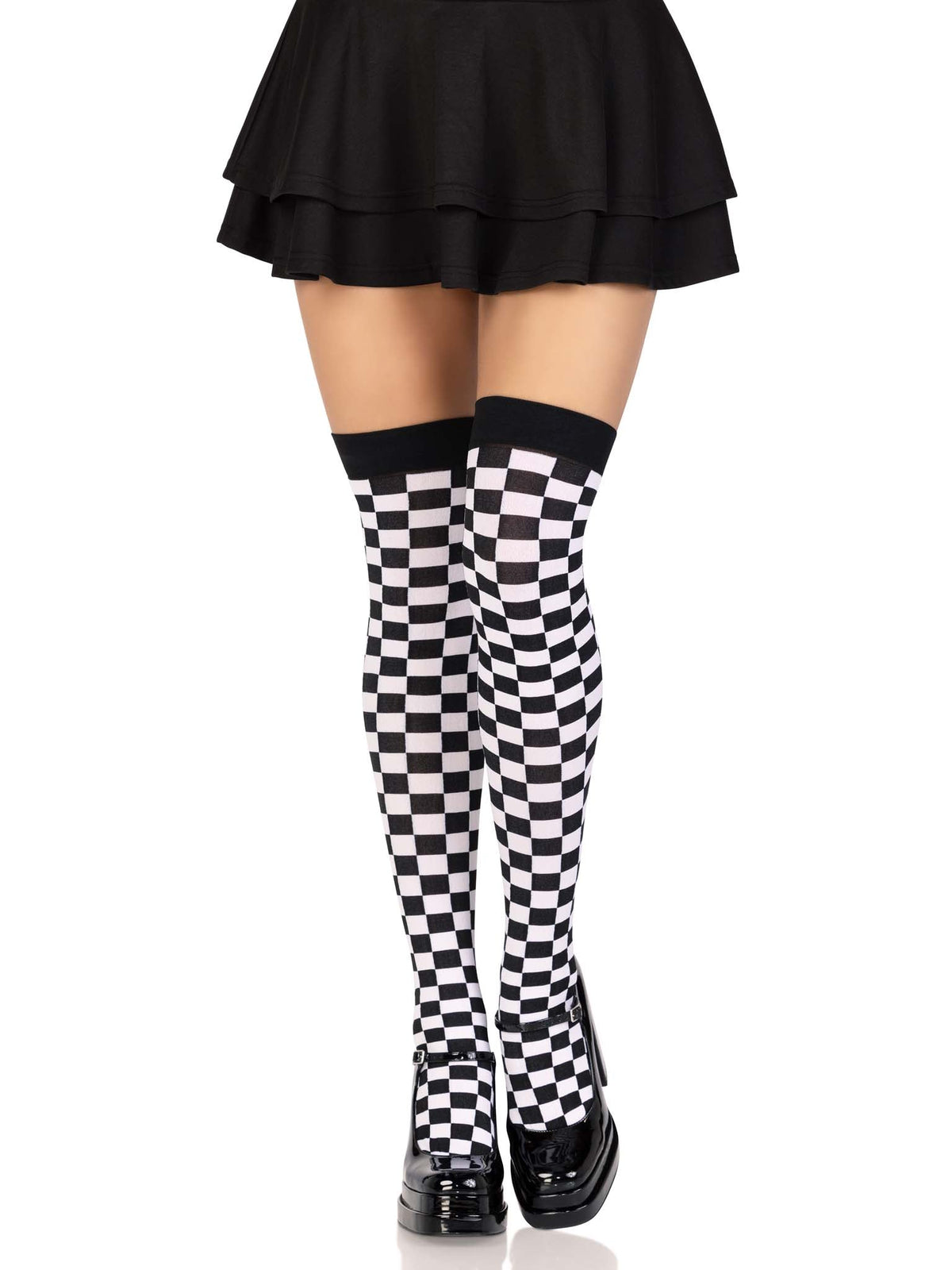 Poppy Checkerboard Thigh High Stockings - 6281      00722