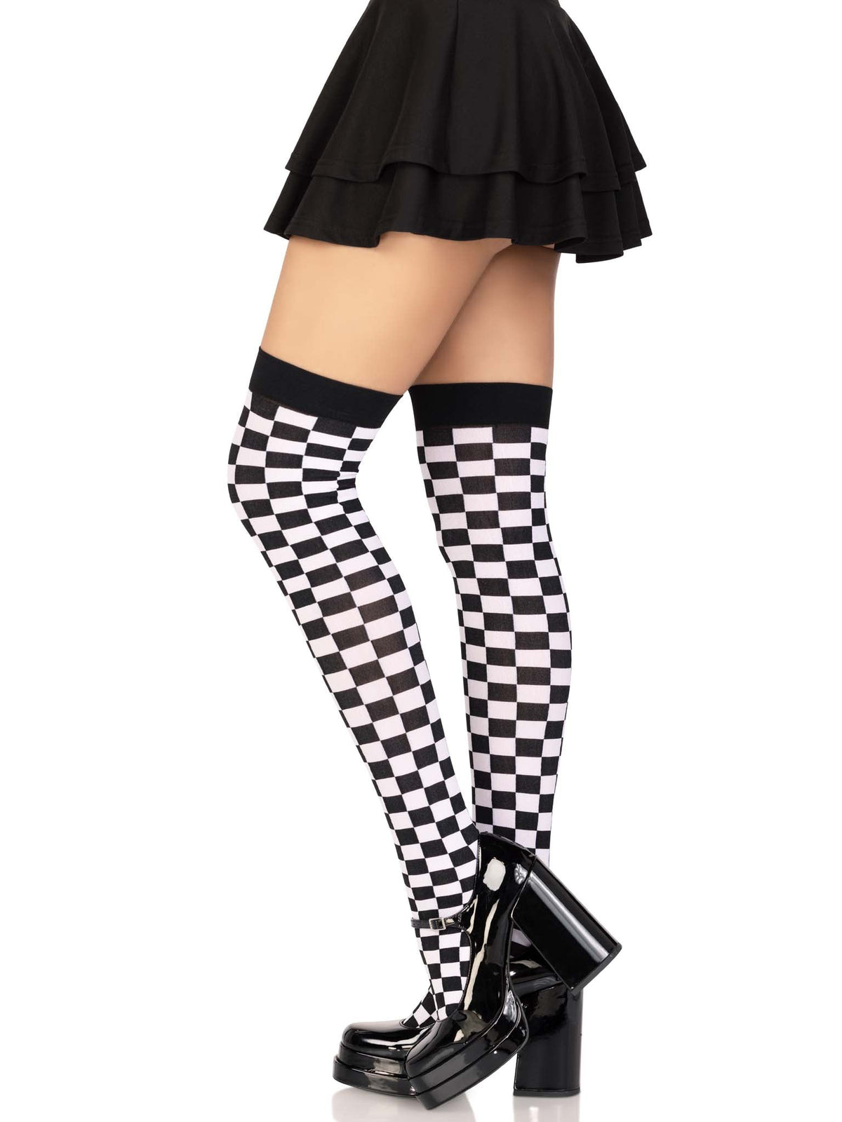 Poppy Checkerboard Thigh High Stockings - 6281      00722
