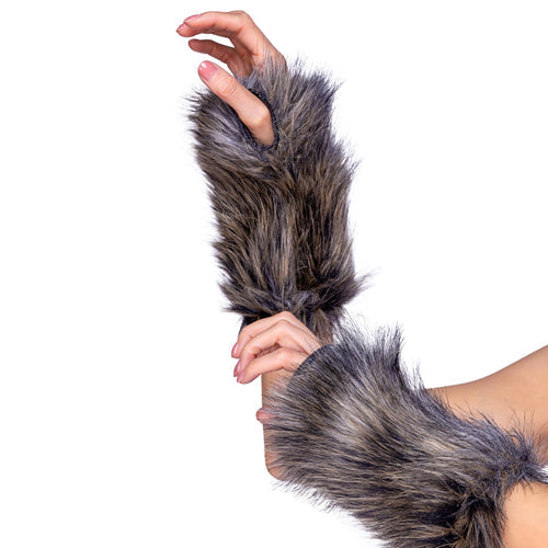 6352 - Pair of Faux Fur Wolf Gloves