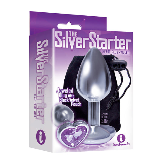 THE 9'S, THE SILVER STARTER, BEJEWELED HEART STAINLESS STEEL PLUG