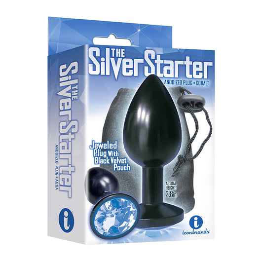 THE 9'S, THE SILVER STARTER, BEJEWELED ANODIZED STAINLESS STEEL PLUG