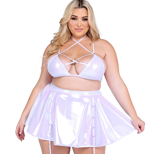 6454 - Metallic Iridescent Criss Cross Bikini Top