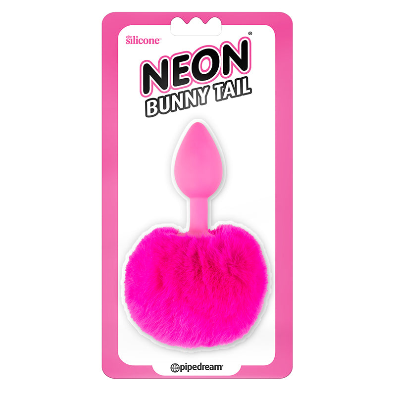 Pipedream Neon Bunny Tail Silicone Anal Plug Pink