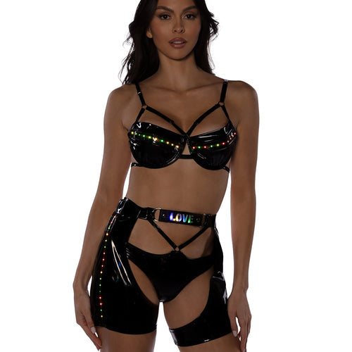 6503 - 2PC Pride Light-Up Vinyl Bra Set