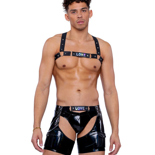 6505 - Pride Faux Leather Studded Harness