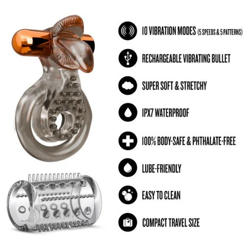 STAY HARD VIBRATING COCK RING SET W/SLEEVE - BN66099
