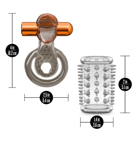 STAY HARD VIBRATING COCK RING SET W/SLEEVE - BN66099