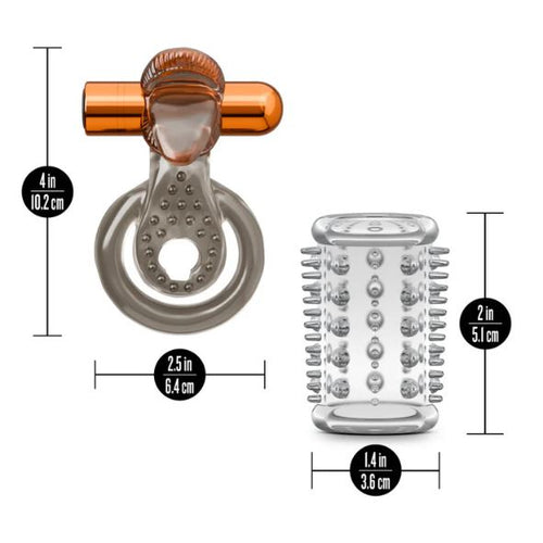 STAY HARD VIBRATING COCK RING SET W/SLEEVE - BN66099