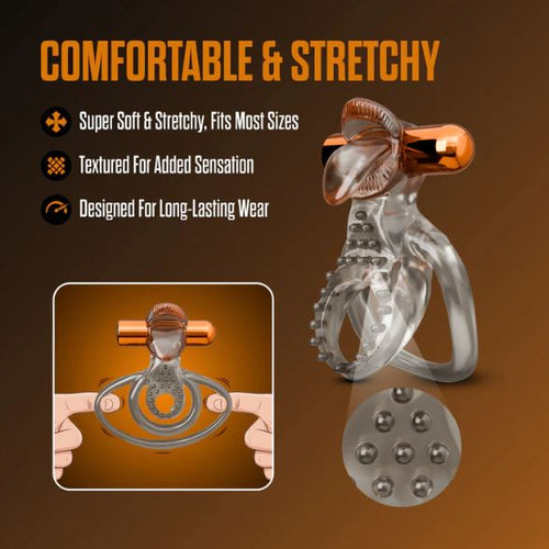 STAY HARD VIBRATING COCK RING SET W/SLEEVE - BN66099