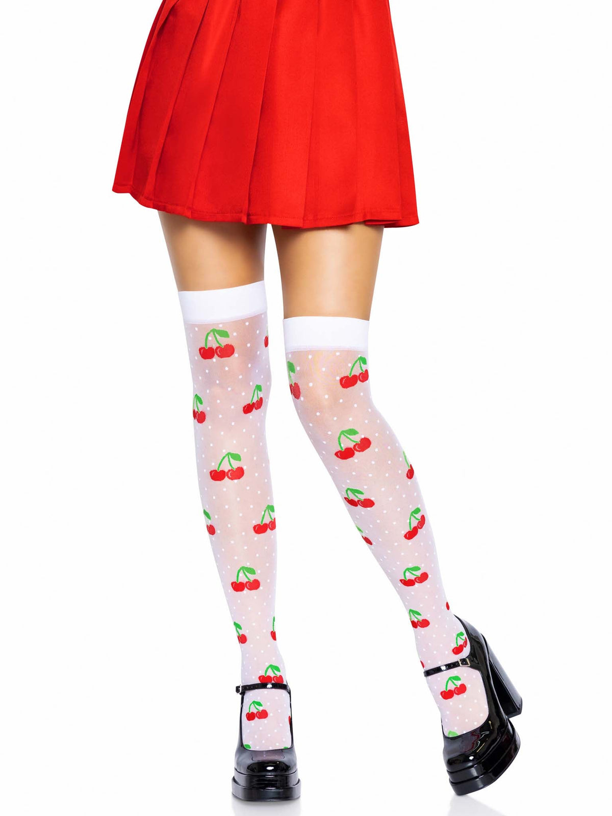 Cherry Dot Thigh Highs - 6638      06222