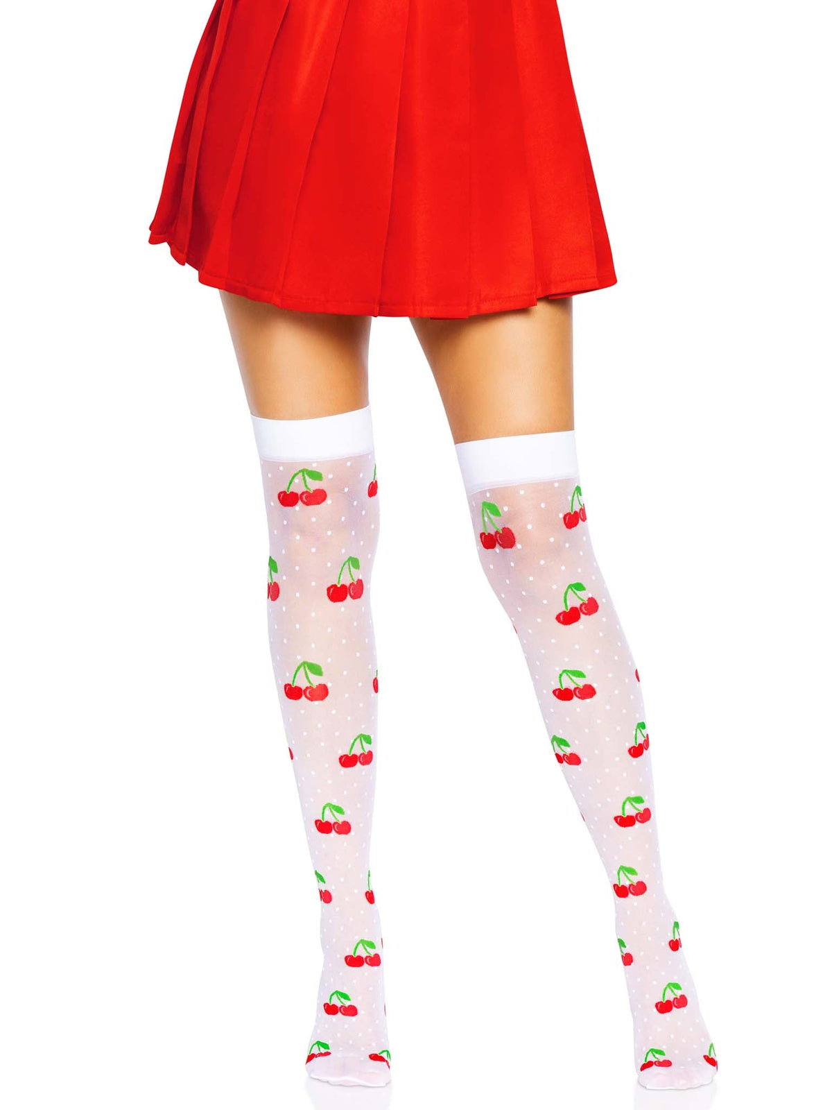 Cherry Dot Thigh Highs - 6638      06222