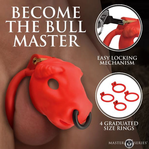 MASTER SERIES BULL CHASTITY CAGE RED - XRAH664RED