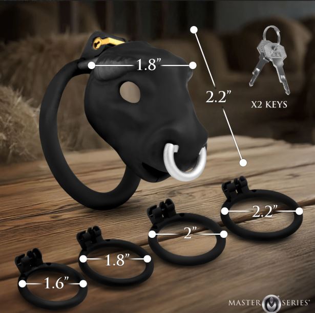 MASTER SERIES BULL CHASTITY CAGE BLACK - XRAH664BLK