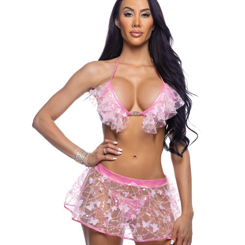 6721 - Bikini Top with Butterfly & Sequin Trim & Heart Hardware