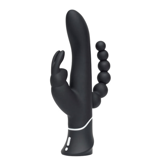 Happy Rabbit Triple Rechargeable Silicone Dual-Entry Rabbit Vibrator Black