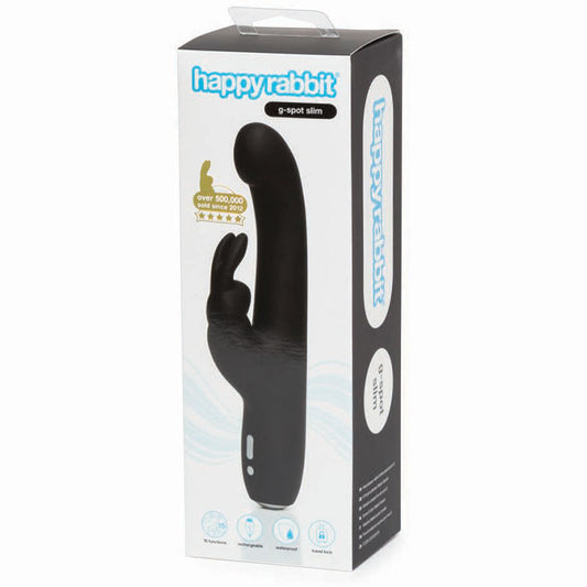 Happy Rabbit G-Spot Slim Rechargeable Silicone Slimline Rabbit Vibrator Black