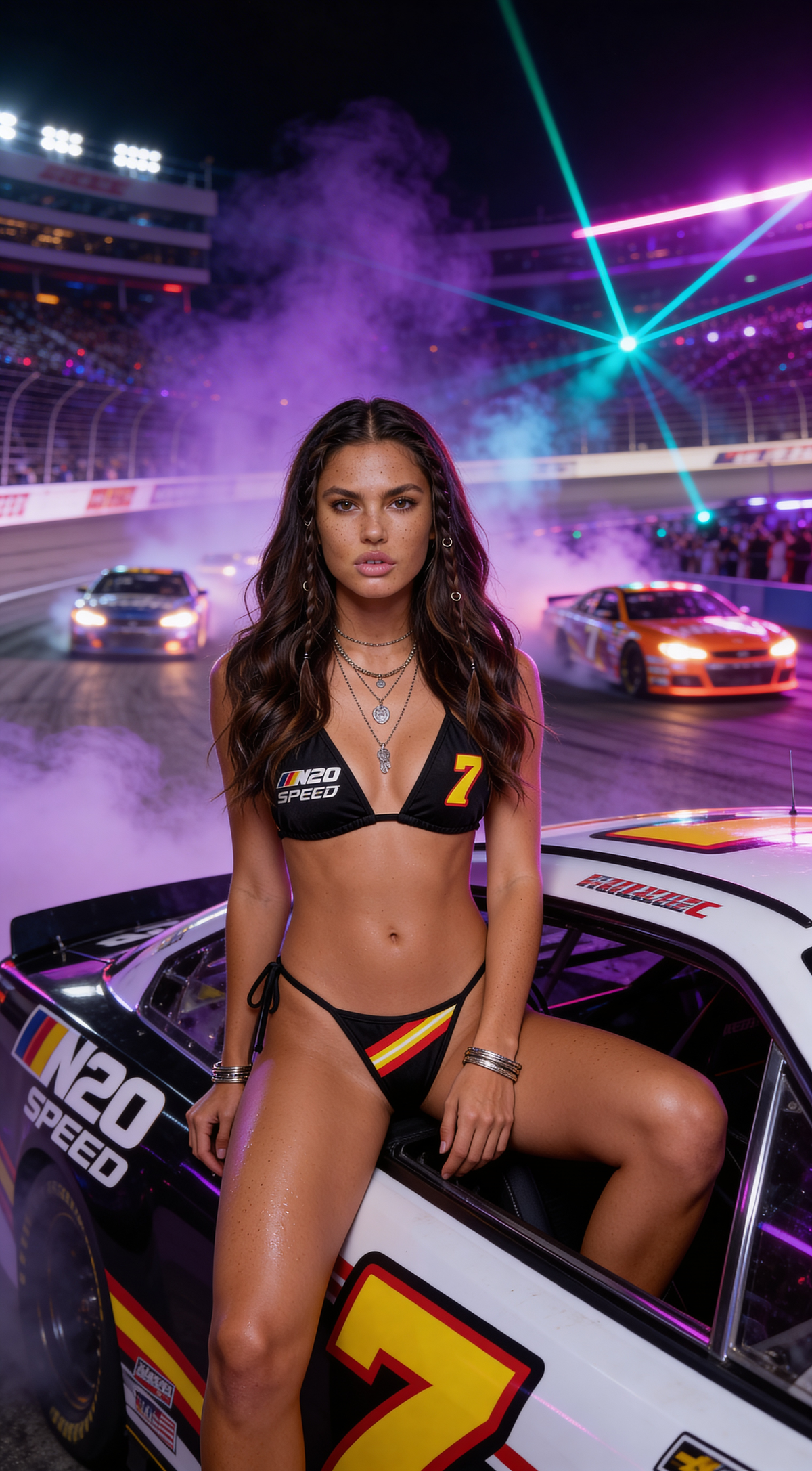 6804 - 2PC Racer Print Tie-Side Bikini Set