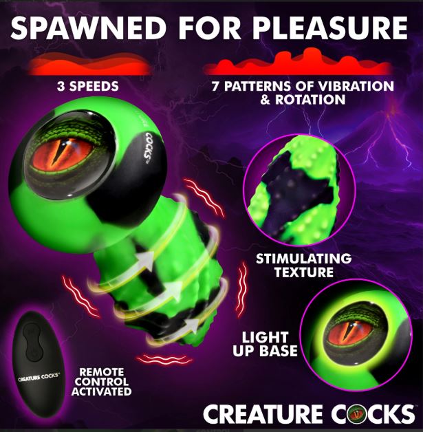 CREATURE COCK EYE OF THE SPAWN VIBRATING/ SQUIRMING BUTT PLUG - XRAH698