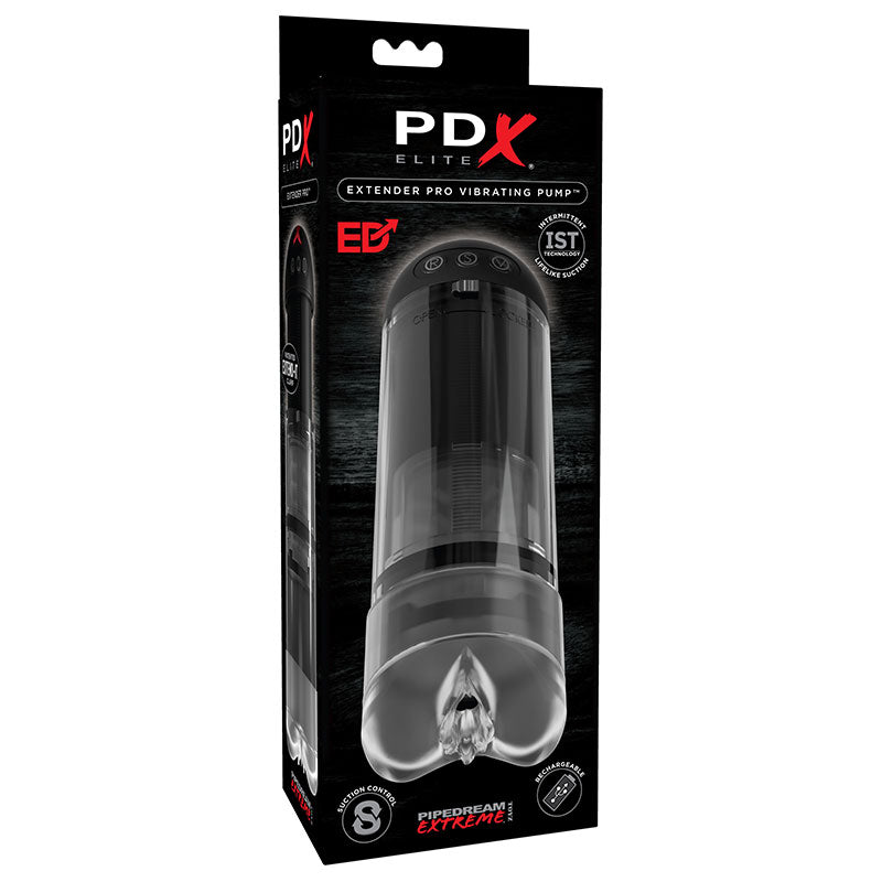 PDX Elite Extender Pro Rechargeable Vibrating Penis Pump Clear/Black