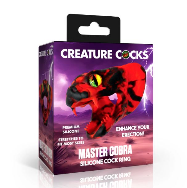 CREATURE COCK MASTER COBRA SILICONE COCK RING RED - XRAH699RED