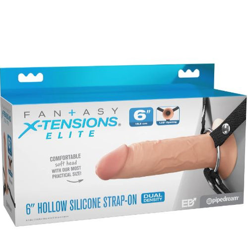 FANTASY X-TENSIONS ELITE 6IN SILICONE HOLLOW STRAP-ON DUAL DENSITY - LIGHT - PD415821