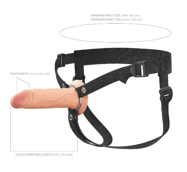 FANTASY X-TENSIONS ELITE 6IN SILICONE HOLLOW STRAP-ON DUAL DENSITY - LIGHT - PD415821