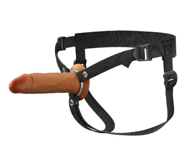 FANTASY X-TENSIONS ELITE 6IN SILICONE HOLLOW STRAP-ON DUAL DENSITY - BROWN - PD415829