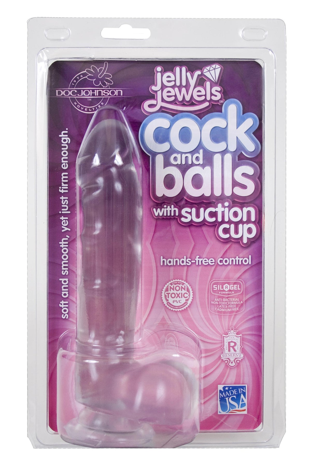 JELLY COCK & BALLS W/SUCTION CUP DIAMOND