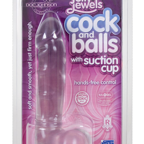 JELLY COCK & BALLS W/SUCTION CUP DIAMOND