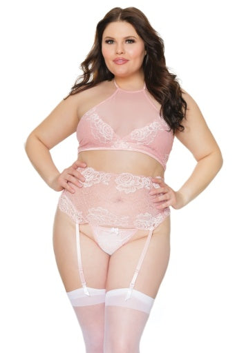 7176X - "Diva Crop Halter Top Waist Cincher & Crotchless G-String"