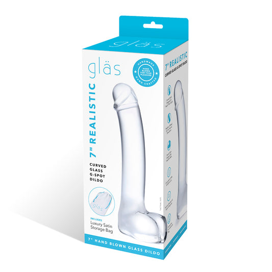 Glas 7 in. Realistic Curved Glass G-Spot Dildo