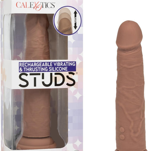 STUDS RECHARGEABLE VIBRATING THRUSTING SILICONE BROWN - SE025712