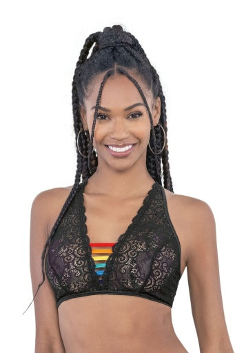 72183-Pride Top W/Black Lace - Lingerie-Pinkfoxxx