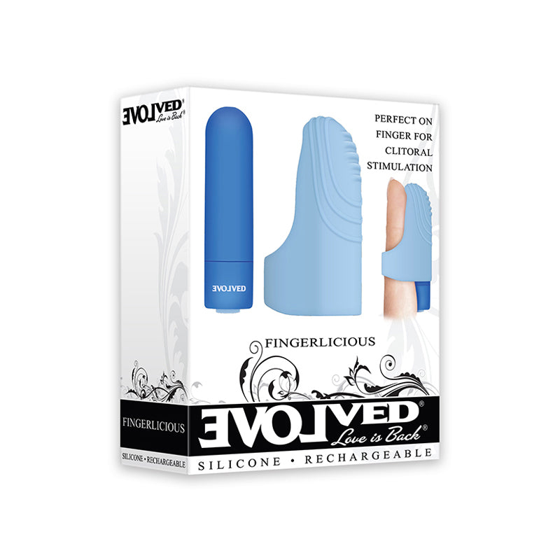 Evolved Fingerlicious Rechargeable Silicone Finger Vibrator Blue