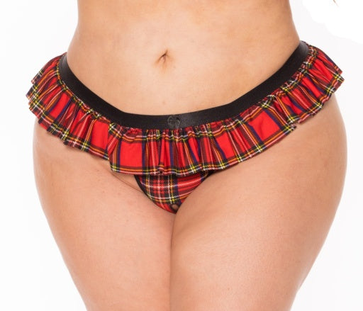73276X-Skirted Plaid Open G - Lingerie-Pinkfoxxx
