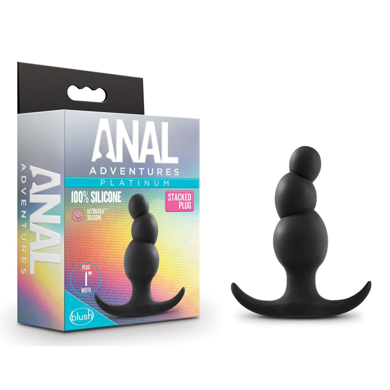 Blush Anal Adventures Platinum Silicone Stacked Plug Black