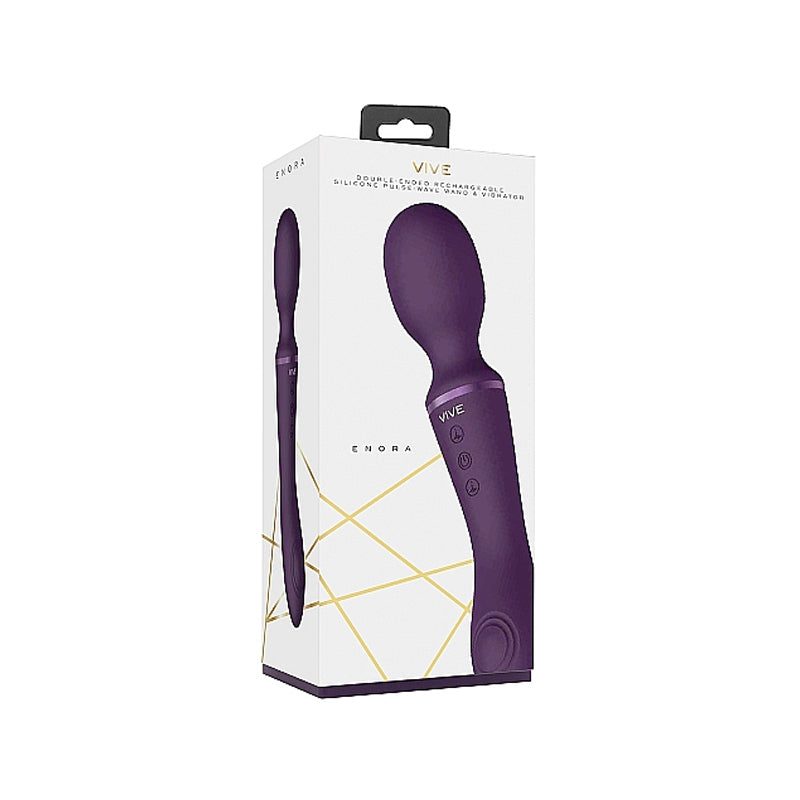 VIVE ENORA RECHARGEABLE DUAL-ENDED SILICONE PULSE-WAVE G-SPOT & WAND VIBRATOR