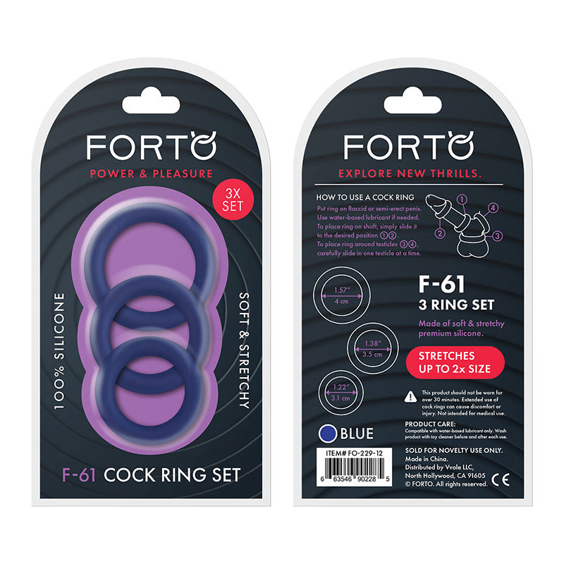 Forto F-61 3-Piece Silicone Cockring Set