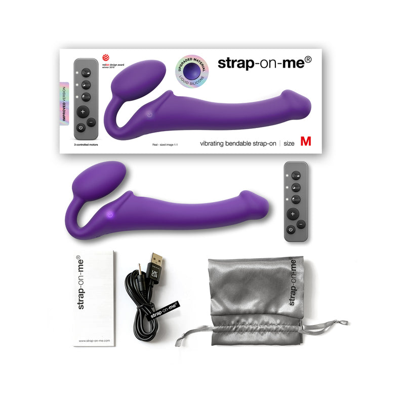 Strap-On-Me Rechargeable Remote-Controlled Silicone Vibrating Bendable Strap-On