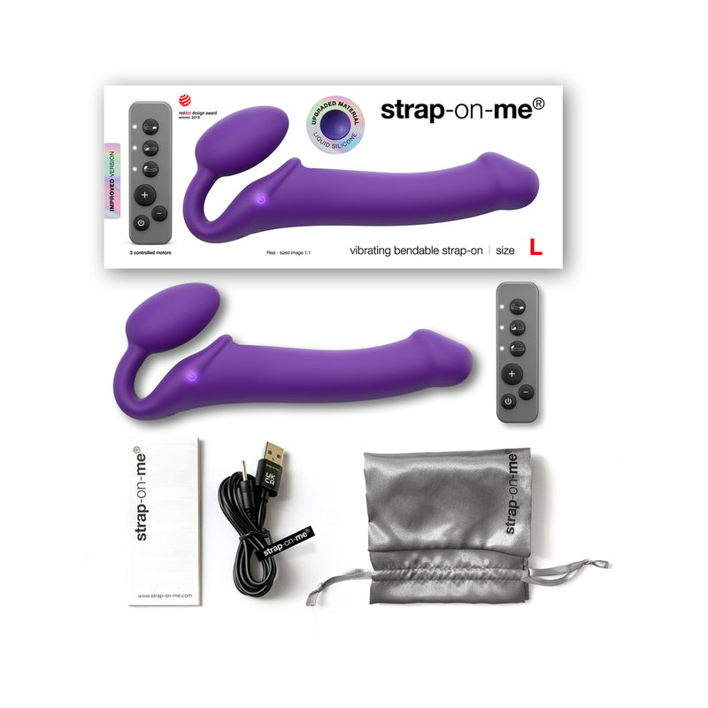 Strap-On-Me Rechargeable Remote-Controlled Silicone Vibrating Bendable Strap-On