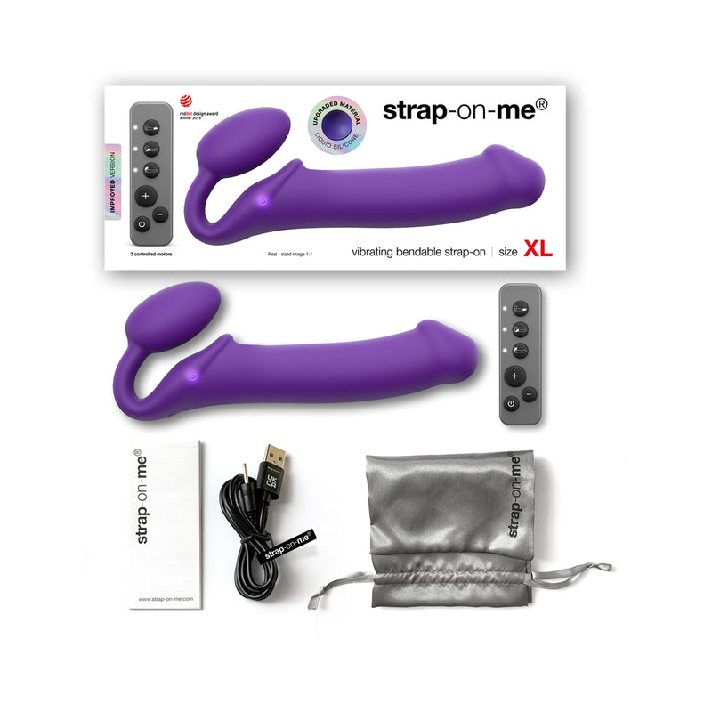 Strap-On-Me Rechargeable Remote-Controlled Silicone Vibrating Bendable Strap-On