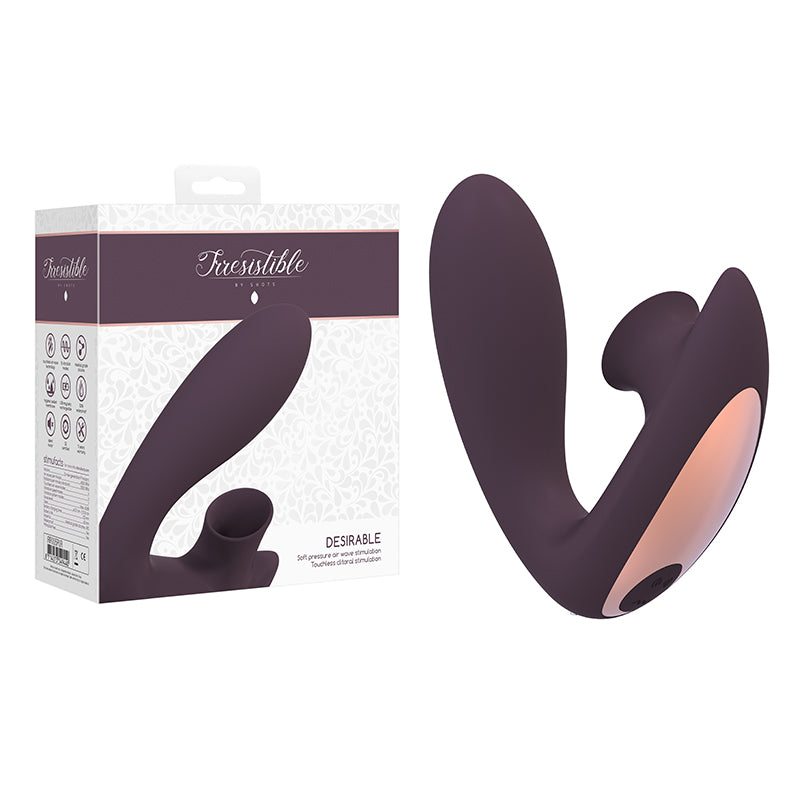 Shots Irresistible Desirable Rechargeable Silicone Soft Pressure Air Wave Dual Stimulator