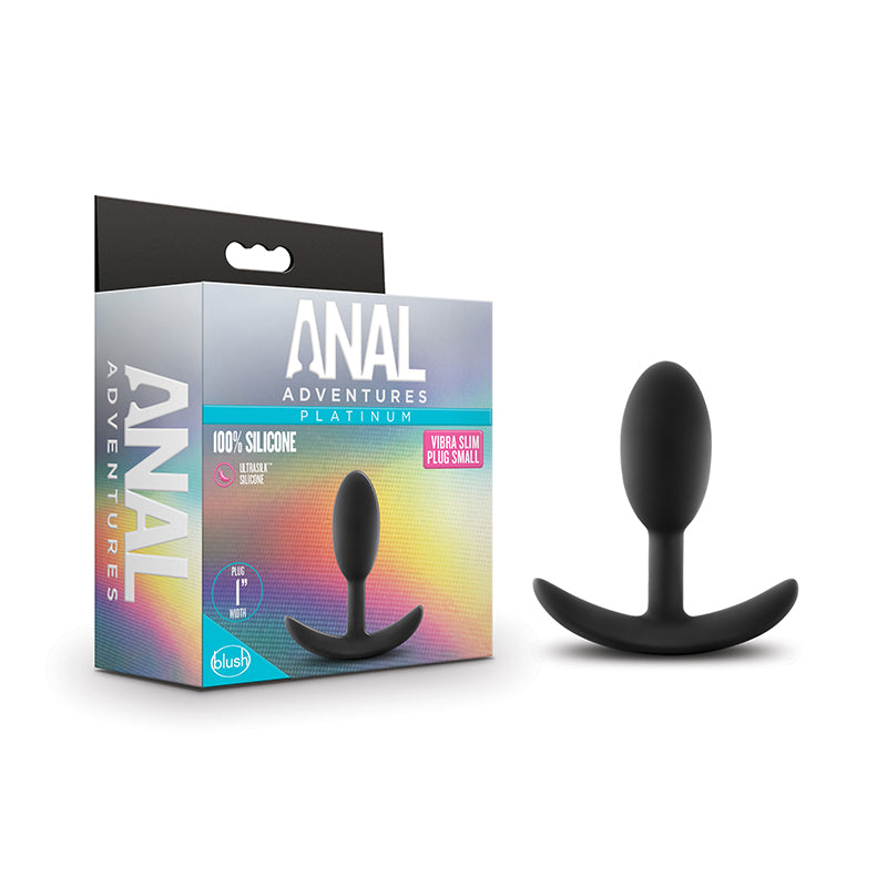 Blush Anal Adventures Platinum Silicone Weighted Vibra Slim Plug Small Black