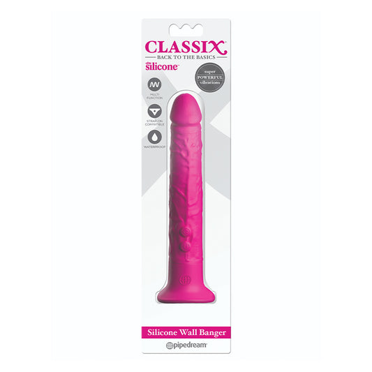 Pipedream Classix Silicone Wall Banger Realistic Vibrating Dildo With Suction Cup Pink