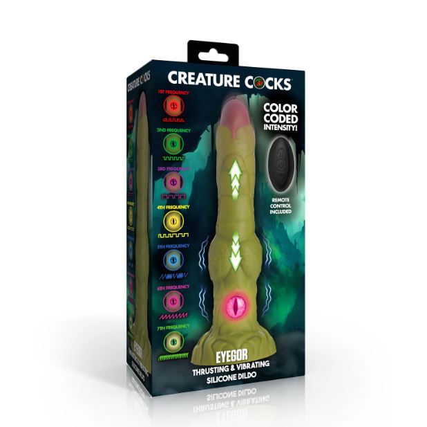 CREATURE COCK EYEGOR THRUSTING VIBRATING SILICONE DILDO - XRAH778