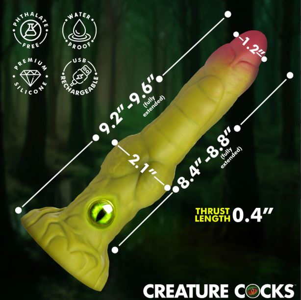 CREATURE COCK EYEGOR THRUSTING VIBRATING SILICONE DILDO - XRAH778