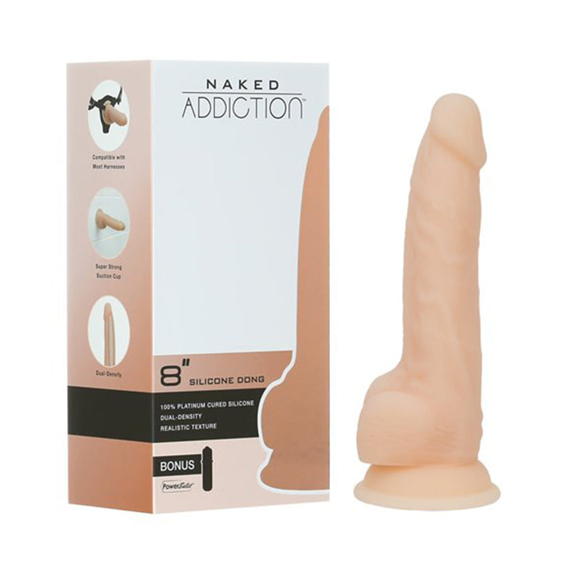 Naked Addiction Dual-Density Silicone Dildo 8in Vaniila