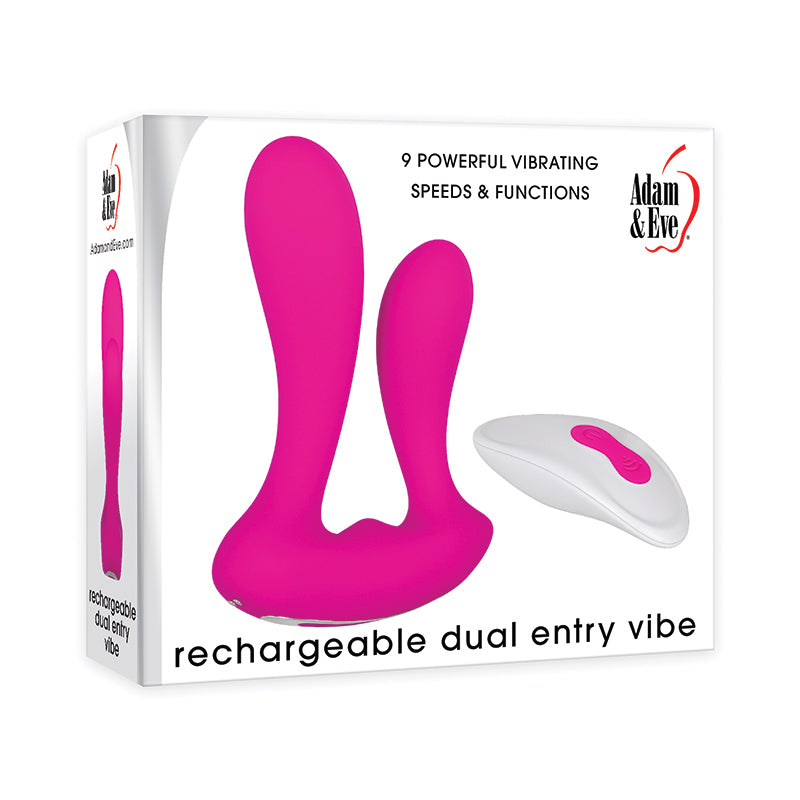 Adam & Eve Rechargeable Remote-Controlled Silicone Dual Entry Vibrator Pink