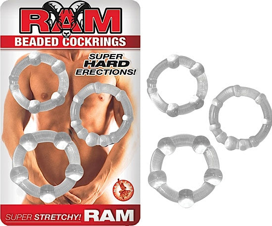 RAM BEADED COCKRINGS CLEAR