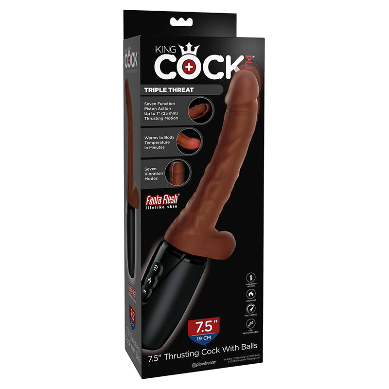 Pipedream King Cock Plus. Thrusting Cock With Balls Rechargeable Realistic Vibrator